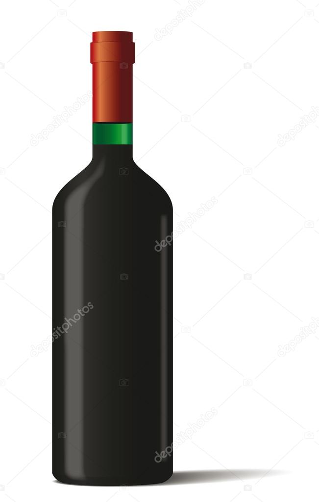 Wine bottle on white background