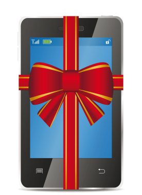 cep telefonu hediye kırmızı yay ve kurdele ile