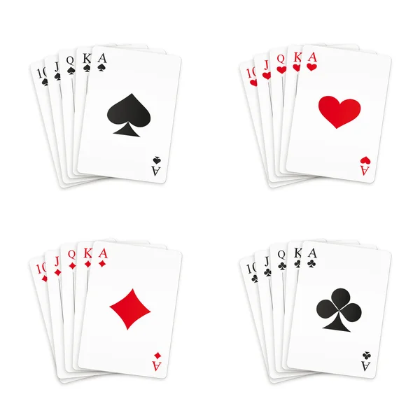 Royal straight flush-játékkártya készlet — Stock Vector