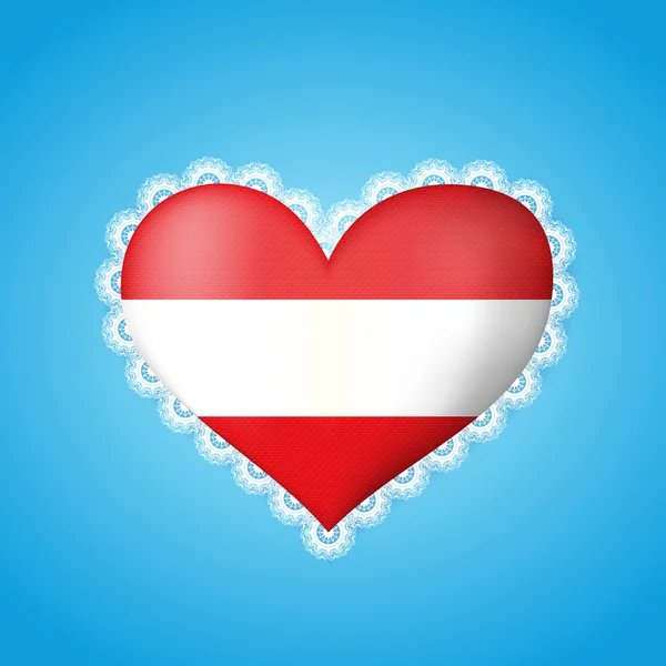 Heart shape flag of Austria with lace — Stock Vector