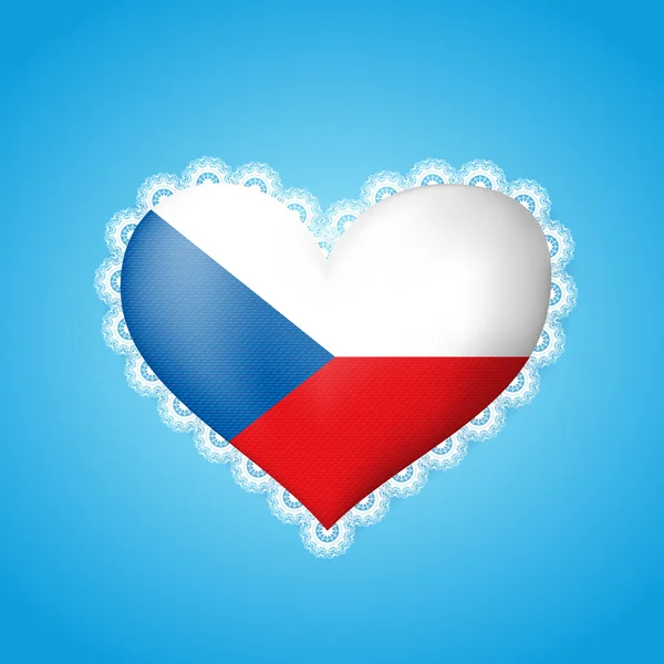 Bandera en forma de corazón de República Checa con encaje — Vector de stock