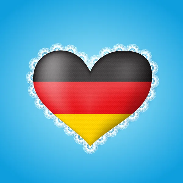 Bandera de Alemania en forma de corazón con encaje — Vector de stock