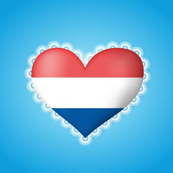 Bandeira em forma de coração da Holanda com renda —  Vetores de Stock