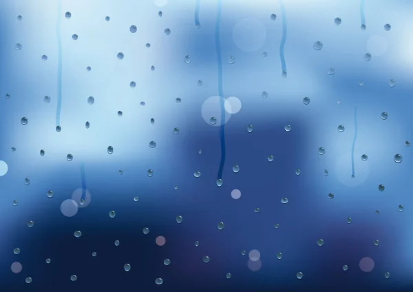 Gotas de lluvia y gotas en un dolor de ventana — Archivo Imágenes Vectoriales