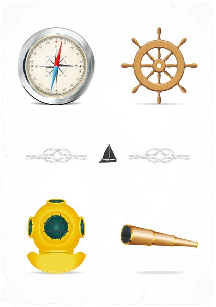 Векторный набор элементов мореплавания — стоковый вектор