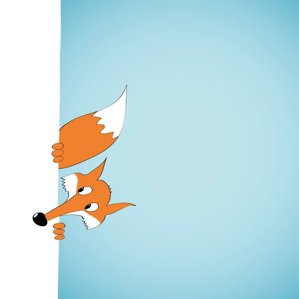 Peeping cartoon fox — Stock Vector