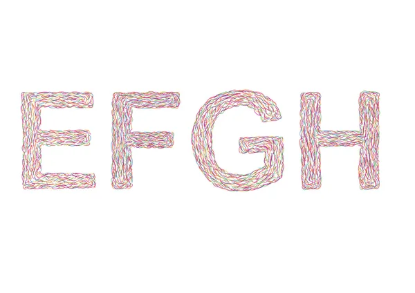 Lettres de couleur variée E-H — Image vectorielle