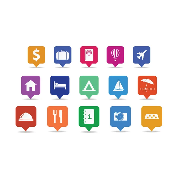 Travel icon pins set — Stock Vector