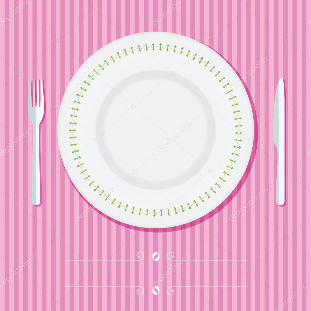 Place setting with plate, knife and fork