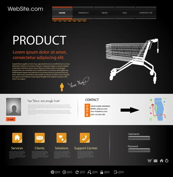 Web Design Elementi del sito web Template — Vettoriale Stock