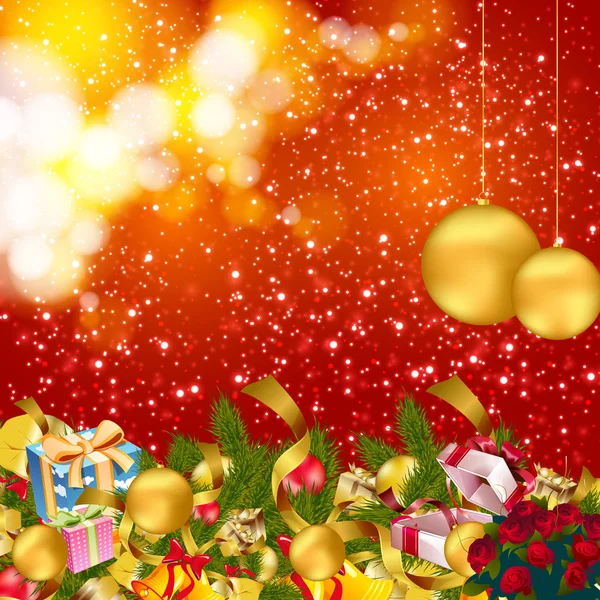 Fondo de Navidad con adornos y elementos navideños — Vector de stock