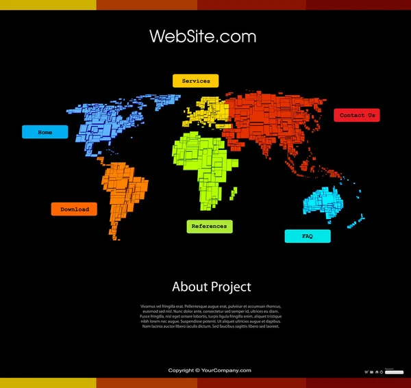 Site com mapa do mundo — Vetor de Stock