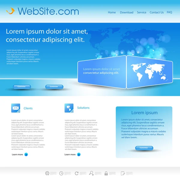 Modello di sito web aziendale blu — Vettoriale Stock