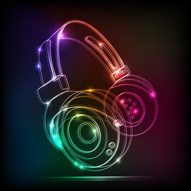 Neon kulaklıklar, grunge müzik vektör
