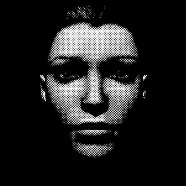 Detalle semitono Cara de mujer, de 3D render — Archivo Imágenes Vectoriales