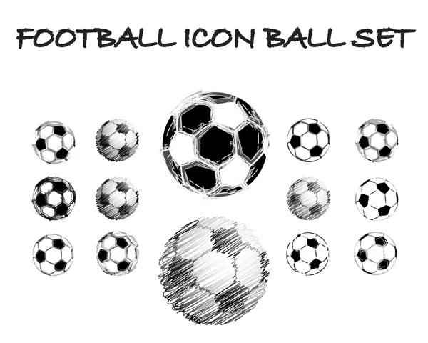 Conjunto de bolas de futebol grunge — Vetor de Stock
