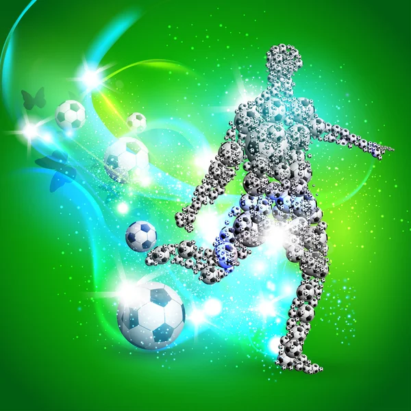 Fußballer kickt den Ball, Vektor-Illustration — Stockvektor