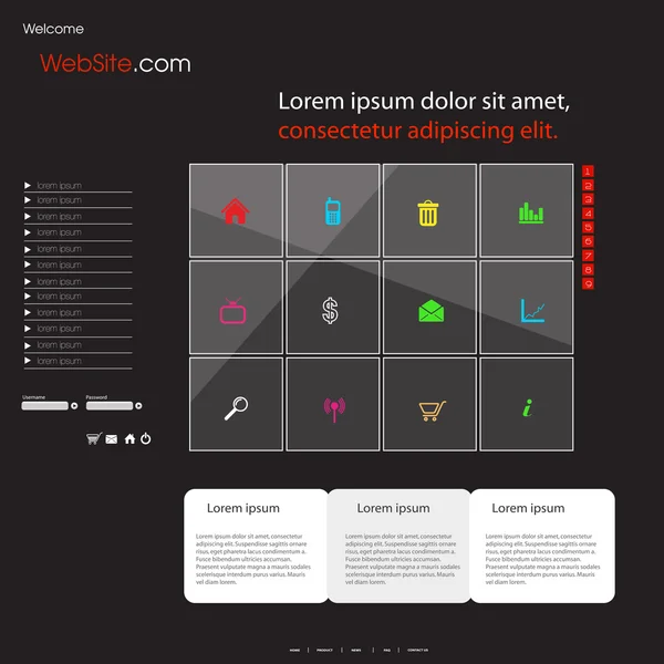 Plantilla de sitio web de negocios con iconos, fácil de editar — Vector de stock