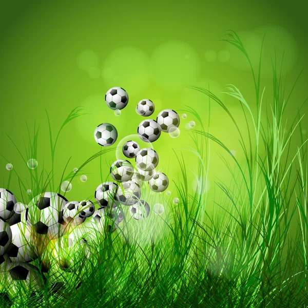Ballon de football sur fond d'herbe verte, facile tout modifiable — Image vectorielle