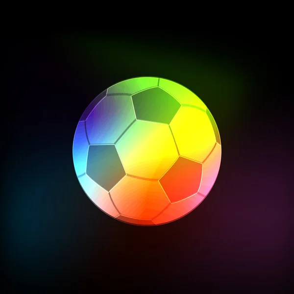 Luz Neón vector abstracto pelota de fútbol, pelota de fútbol — Vector de stock