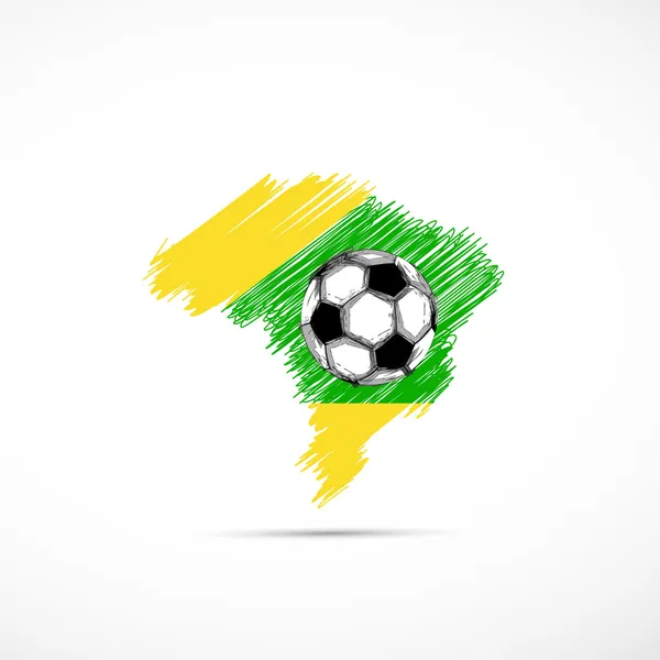 Brazil vector illustration map with soccer ball  easy all editab — Stock Vector