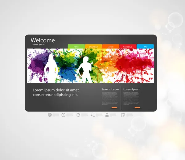 Modèle de conception de site Web avec silhouette — Image vectorielle