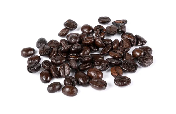 Isolerade Kaffebönor Vit Bakgrund — Stockfoto