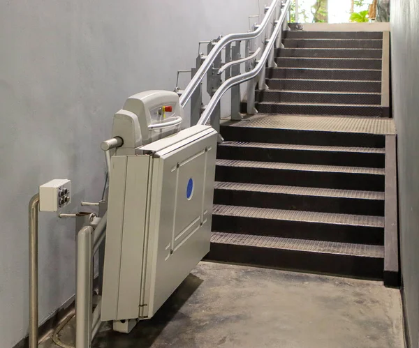 Stair lift for the convenience of the handicapped.