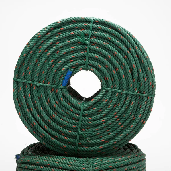 Large Roll New Green Rope Shipping Industry — Stock Photo, Image