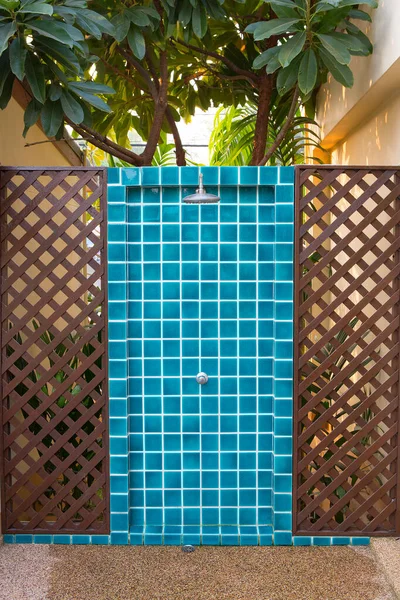 Head Shower Water Stream Swimming Pool — Stock Photo, Image