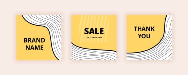 Düzenlenebilir soyut kare pankart şablonu kümesi.