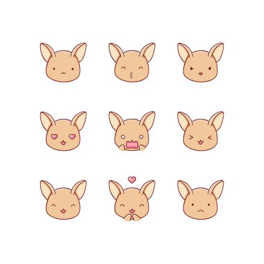 Komik şirin chihuahua koleksiyonu, farklı duygulardaki köpek simgesi karakterleri. Görüntü