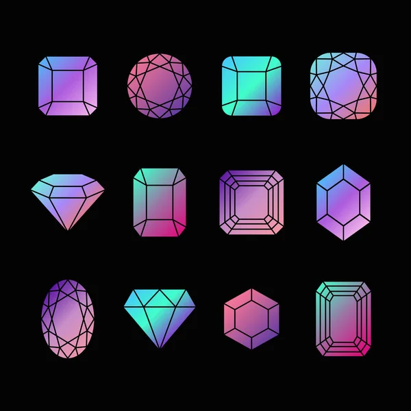 Collection gem and jewel elements icons for your design — Stock Vector