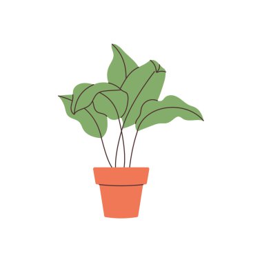 El çizimi ev bitkisi element vektörü