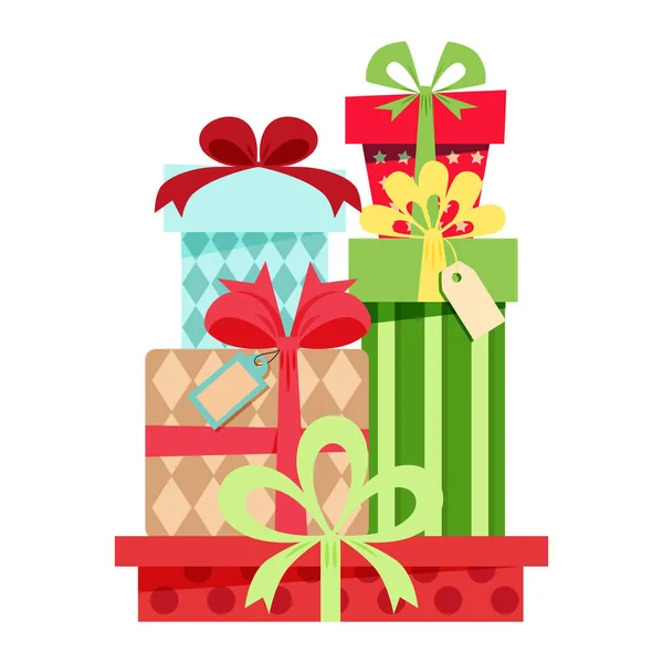 Kreslený Krabičky Vánoční Dárky Dárky Boxy Vánočními Současné Zimní Svátky — Stockový vektor