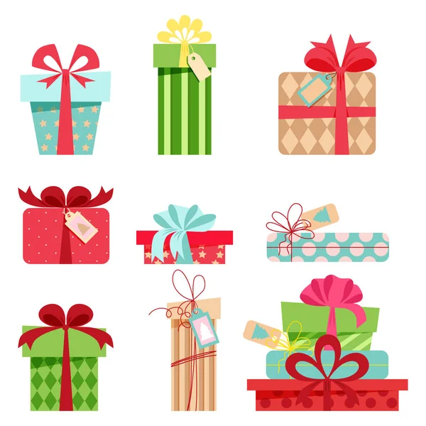 Çizgi film hediye kutusu. Ayrı ayrı, hazır. Noel hediyeleri, hediye kutuları ve kış tatili ya da doğum günü hediyesi tabelası için Noel hediyeleri. Sürprizlerle dolu gizli bir kutu, hediye kutusu dekoru, izole edilmiş simge seti