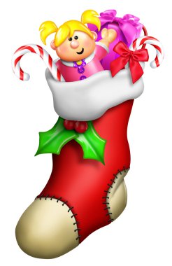 karikatür Noel çorap kız oyuncaklar için