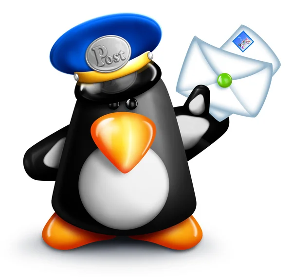 Whimsical Cartoon Pinguin Mailman — стоковое фото