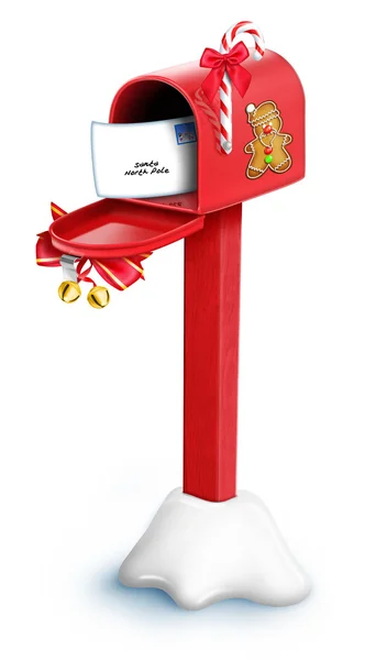 Caixa de correio de Natal dos desenhos animados extravagante com carta — Fotografia de Stock