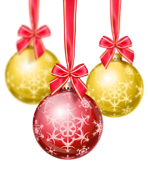 Red and Gold Snowflake Christmas Balls Royalty Free Stock Images