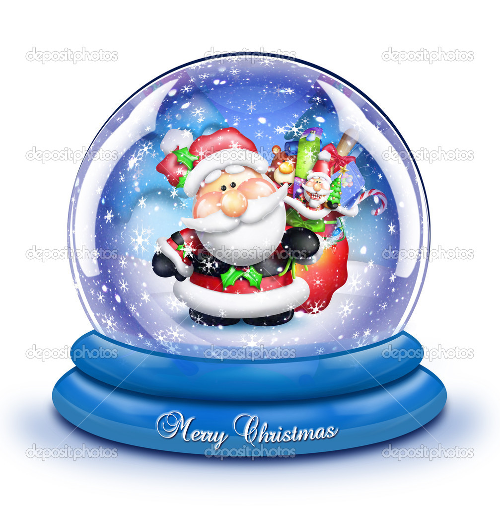 Whimsical Cartoon Santa Snow Globe