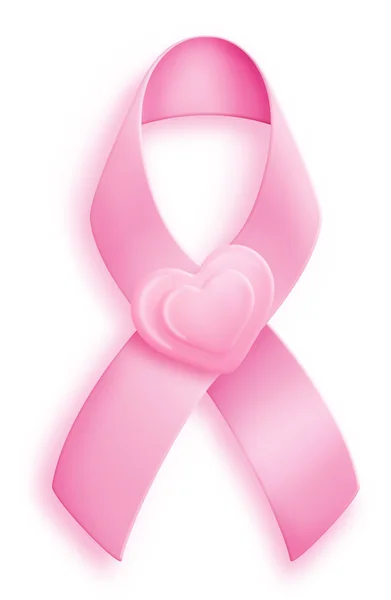 Fita de câncer de mama rosa com corações — Fotografia de Stock