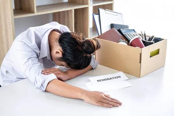 Images Business Woman Carrying Packing All His Personal Belongings Files — Stock Photo, Image