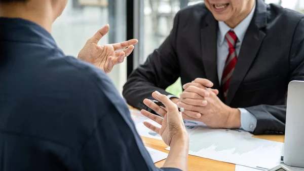 Business Team Checking Business Document Brainstorming New Startup Project While — Stock Photo, Image