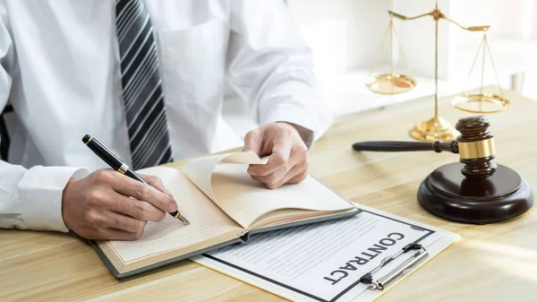 Male Lawyer Working Litigation Contract Paper Documents Estate Lawsuit Law — Stock Photo, Image