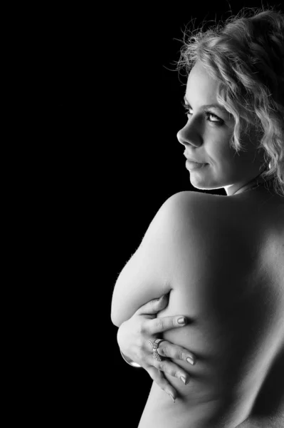 Γυμνόστηθη γυναίκα πίσω άποψη — Φωτογραφία Αρχείου