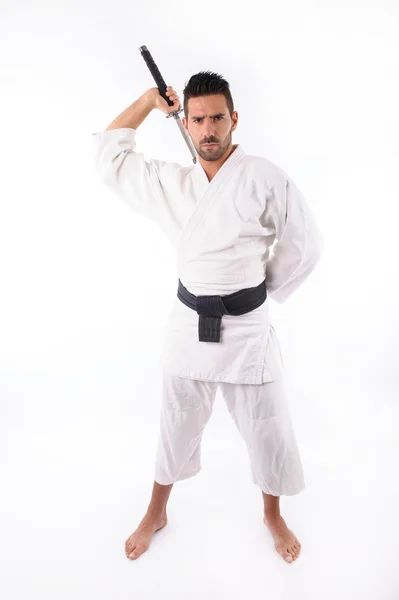 Martial arts man met zwaard — Stockfoto