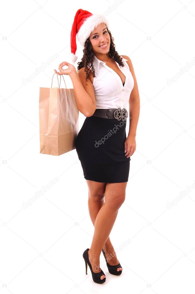 beautiful woman shopping for Christmas