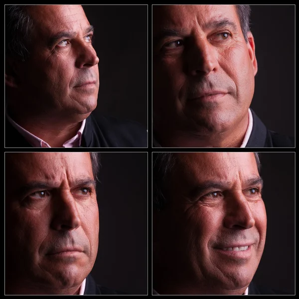 Four diferent expressions of middle aged man — Stock Photo, Image
