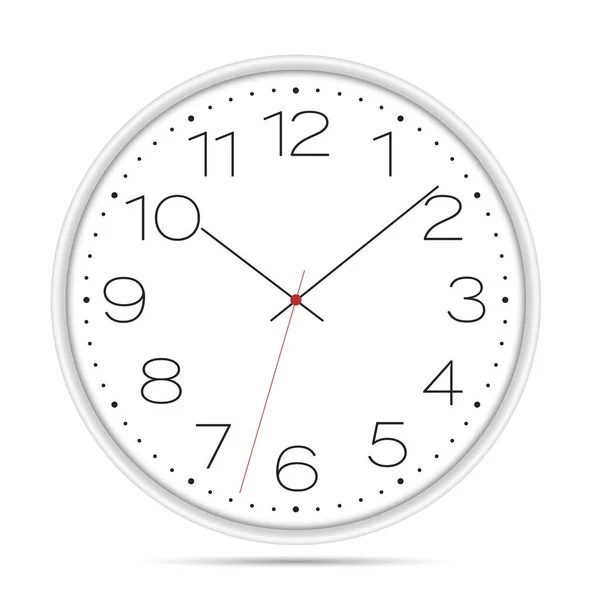 Realistic Illustration Wall Clock Light Dial Numbers Red Second Hand — Stock Vector